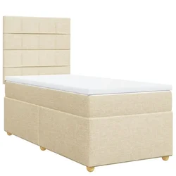 Vidaxl Box spring postelja z vzmetnico krem 90x200 cm blago