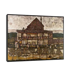Canvas Slika na platnu House with Shingle Roof, Egon Schiele, Sa ramom, 60 x 45 cm, Crni