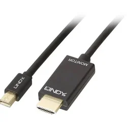 Lindy CABO HDMI MINI DISPLAYPORT LINDY PARA LAPTOP, PC E MAC, 2 METROS, VÍDEO 4K UHD.