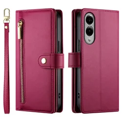 GS Ovitek za Samsung Galaxy S25 Edge z zadrgo, denarnica, rdeč
