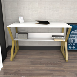 Hanah home Radni sto 120x72,8x60?cm Belo-Zlatni