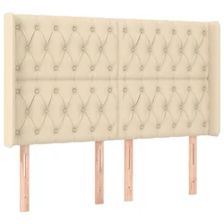 Vidaxl Vzglavje z ušesi krem 147x16x118/128 cm blago