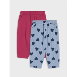 Sinsay - Pamučne balloon baggy pantalone sa motivom srca 2 pack - grey blue