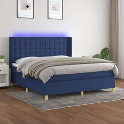 Krevet box spring s madracem LED plavi 160x200 cm od tkanine