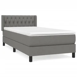 Vidaxl Box spring postelja z vzmetnico temno siva 90x190 cm blago