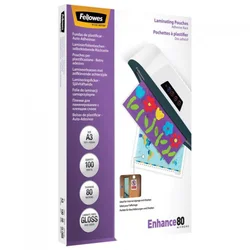 Folija za plastificiranje 80my A3 sjajna samolepljiva pk100 Fellowes