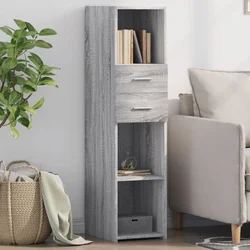Visoka komoda siva boja hrasta 30x42,5x124 cm konstruirano drvo