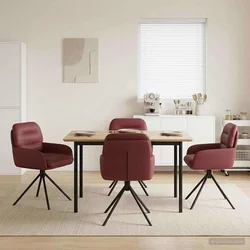 Okretne blagovaonske stolice 4 pcs Umjetna koža Vinska crvena