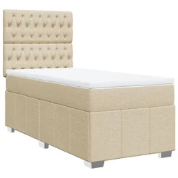 Vidaxl Box spring postelja z vzmetnico krem 100x200 cm blago