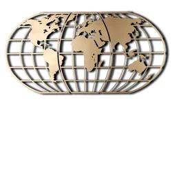 Wallxpert Zidna dekoracija World Map Globe, 60x120cm, Zlatne boje