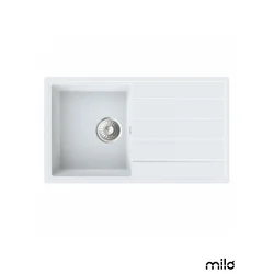 Milo Granitna sudopera Metro, o90, 76x44cm, Magnesia white