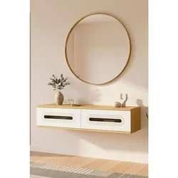 Hanah Home komoda Rany 120, 120 cm, hrast Sapphire / bela / srebrna