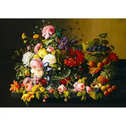 Severin Roesen - Still Life Flowers and Fruit 1855