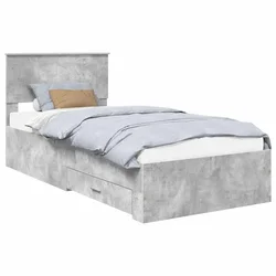 Vidaxl Konstrukcija postelje Betonsko siva 90 x 200 cm Konstruiran les