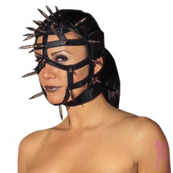Leather Spiked Face Mask with Open Straps