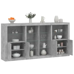 Komoda s LED svjetlima siva boja betona 202x37x100 cm