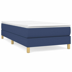 Vidaxl Box spring posteljni okvir moder 90x200 cm blago