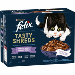 Felix hrana za mačke Tasty Shreds s govedinom, piletinom, lososom, tunom u soku, 6x (12 x 80 g)