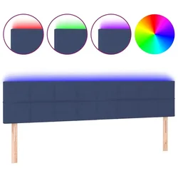 Vidaxl LED posteljno vzglavje modro 180x5x78/88 cm blago