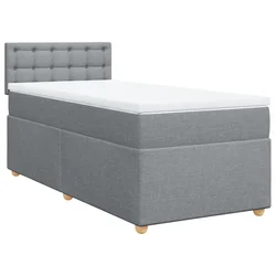 Vidaxl Box spring postelja z vzmetnico svetlo siva 90x200 cm blago