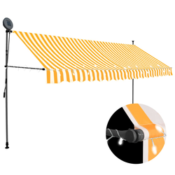 Den Ročno zložljiva tenda z LED lučmi 350 cm bela in oranžna