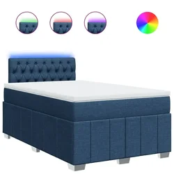 Vidaxl Box spring postelja z vzmetnico modra 120x190 cm blago