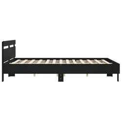 Okvir kreveta s uzglavljem crni 160x200cm od konstruiranog drva