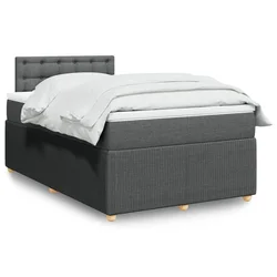 Vidaxl Box spring postelja z vzmetnico temno siva 120x190 cm blago
