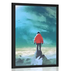 Plakat moški na vrhu gore - 40x60 no frame