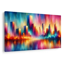 Slika barvita mestna silhueta - 90x60