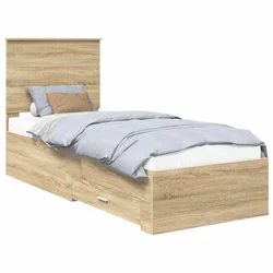 Vidaxl Konstrukcija postelje Sonoma hrast in srebrna 70 x 190 cm