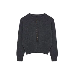 Trendyol Dark Gray Basic Buttoned Knitwear Cardigan