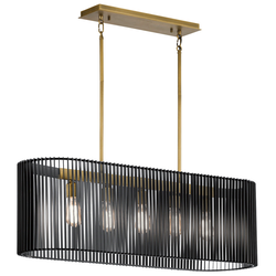 Quintiesse QN-LINARA-ISLE-BK - Luster na štapu LINARA 5xE27/60W/230V crna/zlatna