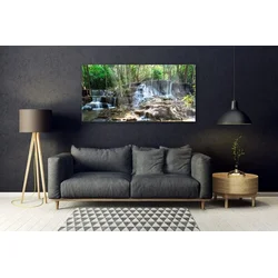 tulup.si Slika na steklu Forest slap narava 140x70 cm 2 obešalnika
