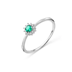 DIAMANT LETERNEL Prstan Ring aus 375 Weißgold mit Diamant mit Smaragd srebrna