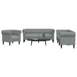 3-dijelni set sofa svjetlosivi od tkanine