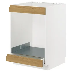 METOD/MAXIMERA Podstav omr za kuhal pl+pčc+predal, bela/Voxtorp imitacija hrasta, 60x60 cm