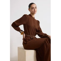 Trendyol Modest Ženska haljina Tctss26Eb00034, Smeđa
