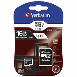 MEM. KARTICA microSDHC 16GB VERBATIM + SD adapter C10 44082