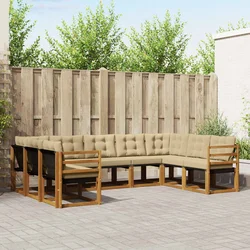 Set vanjskih sofa 9 pcs Prirodna i bež Čvrsto drvo akacije