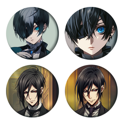 Set bedževa Anime Black Butler, 37 mm, 4 kom