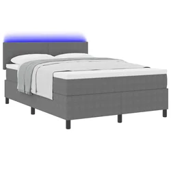 LED Box Spring Krevet Svijetlo siva i bijela. 140 x 190 cm