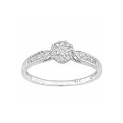 DIAMANT LETERNEL Prstan Cluster-Ring aus 375 Weißgold mit 0.25 Karat Diamant srebrna