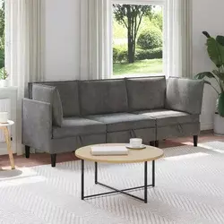 Set namještaja za dnevni boravak 3 pcs Tamnosiva Baršun