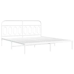 Vidaxl Kovinski posteljni okvir z vzglavjem bel 160x200 cm