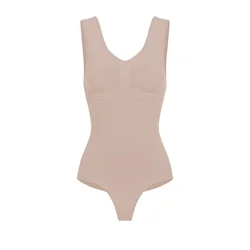 cfab Oblikovanje postave Tank Bodysuit Sculpting Shapewear mit String bež