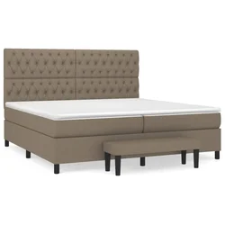 Vidaxl Box spring postelja z vzmetnico taupe 200x200 cm blago