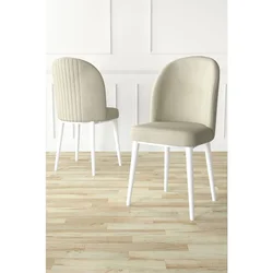 Hanah Home set trpezarijskih stolica Aste 6 kom, krem tkanina Babyface, bele metalne noge
