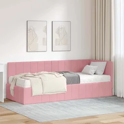 Kutni krevetni okvir s madracem s madracem 2 pcs Siva Baršun