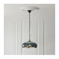 Endon 112195 - Luster na lancu Tiffany DRAGONFLY 1xE27/60W/230V, prečnik 41 cm